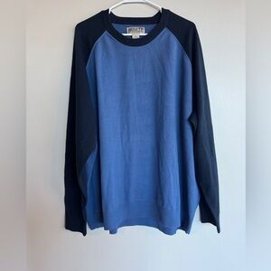 Duluth Trading Co Rocket Science Baseball Crew Sweater 3XL Blue Navy Raglan NWT